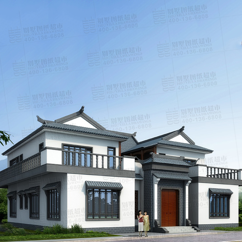 农村中式四合院自建房二层别墅设计图纸