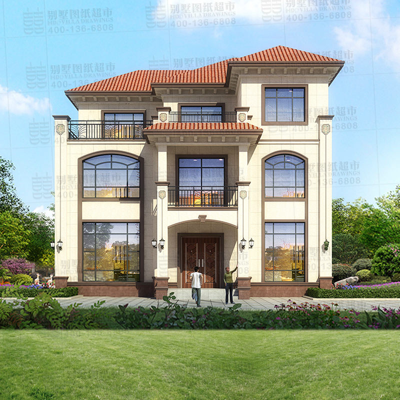 三层欧式别墅设计图纸农村自建房建带地下室