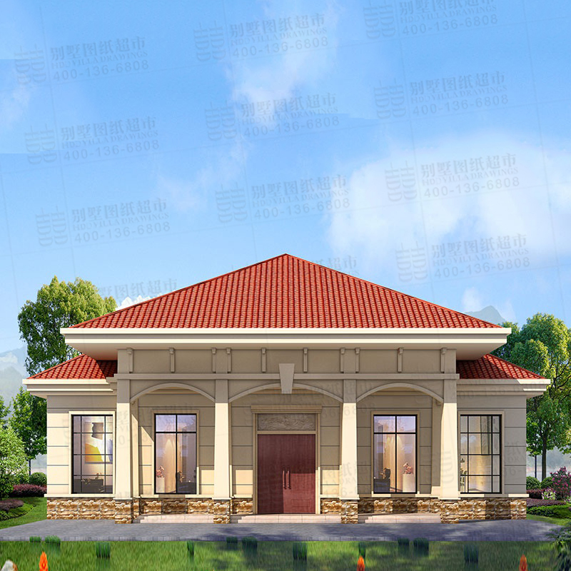 新农村欧式自建房一层别墅设计图纸